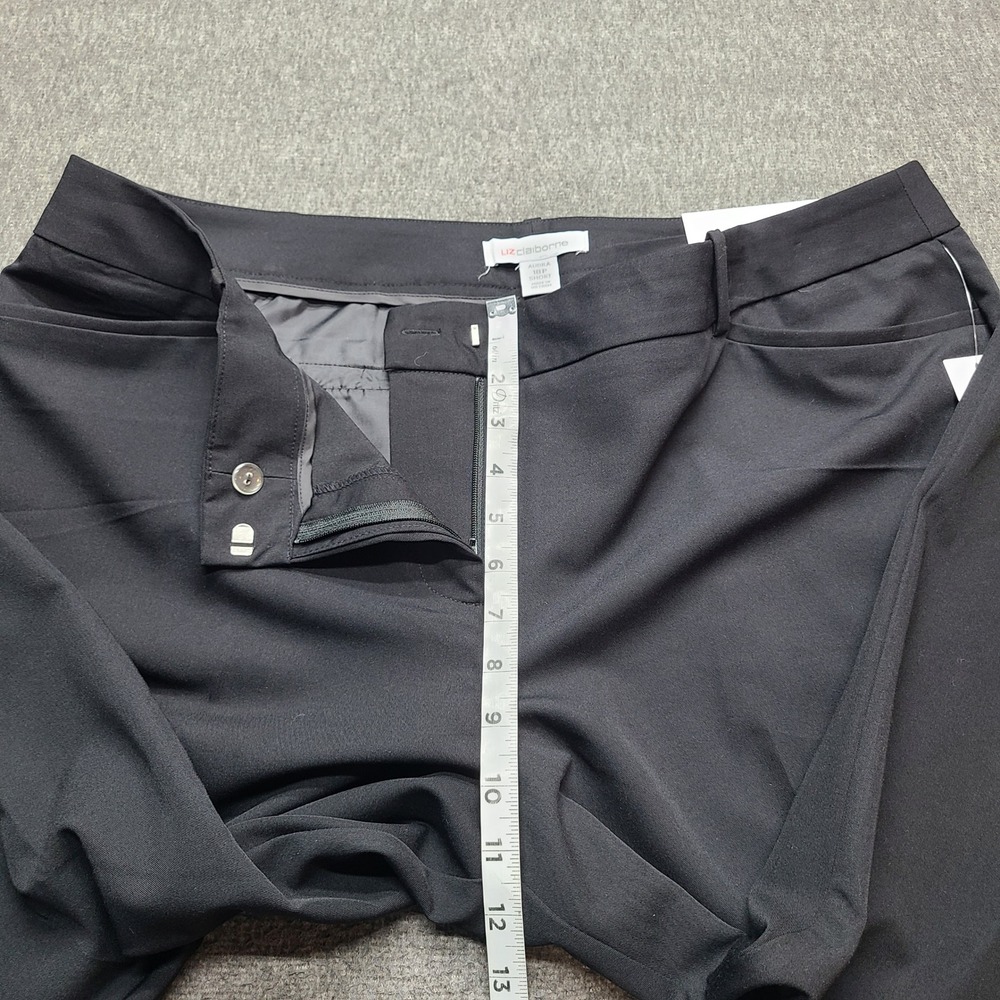 Liz Claiborne Audra Trouser Women 18P Short Black New Mid-Rise Straight Leg - Picture 3 of 9